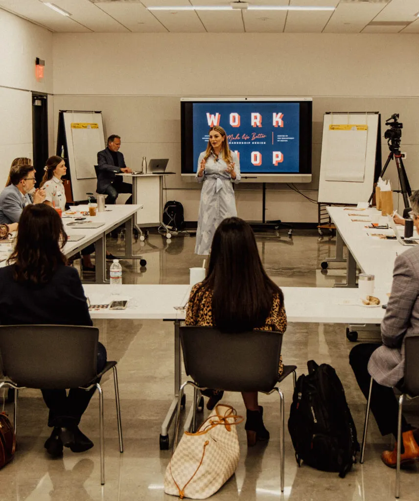 Workshop facilitator with group