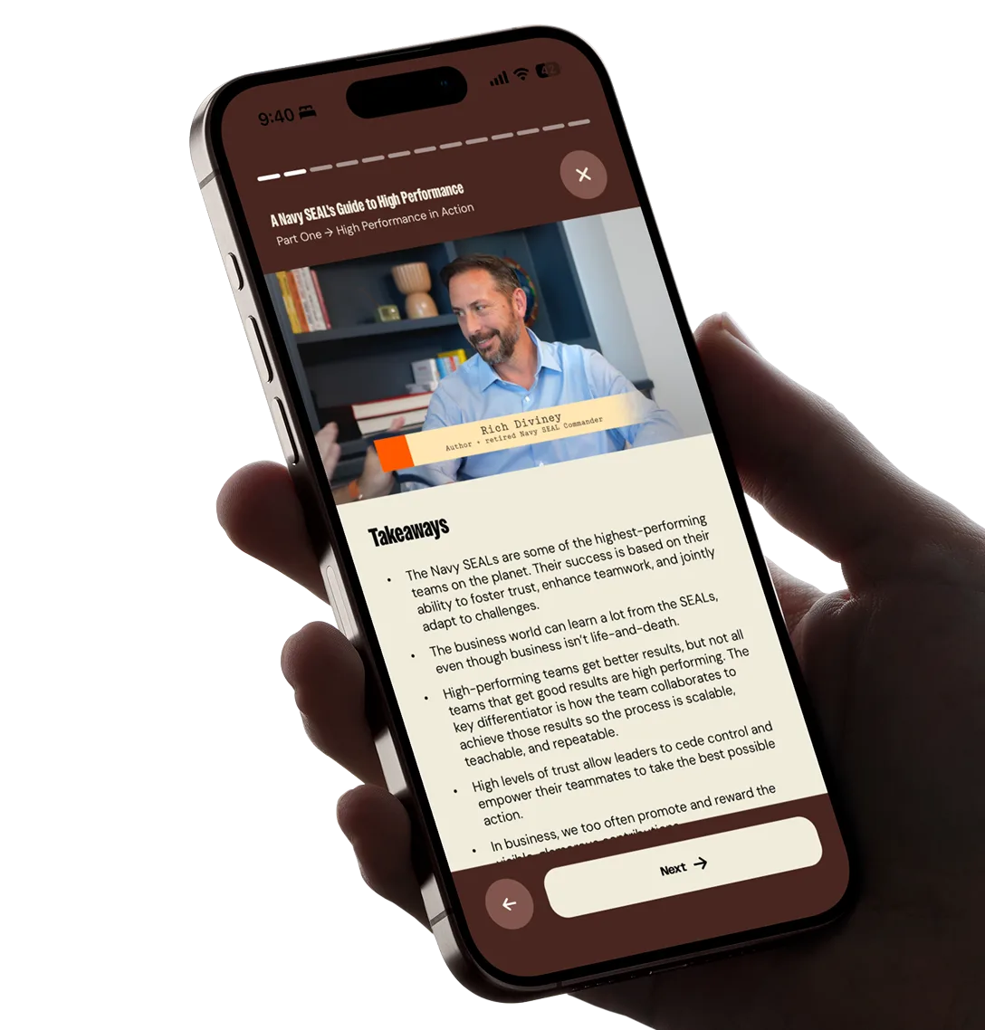 The Leaderful app showing Rich Diviney's A Navy SEAL's Guide to High Performance