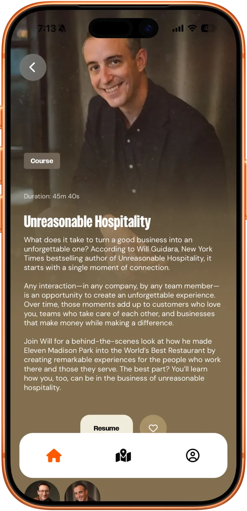 Will Guidara's Unreasonable Hospitality course in the Leaderful app