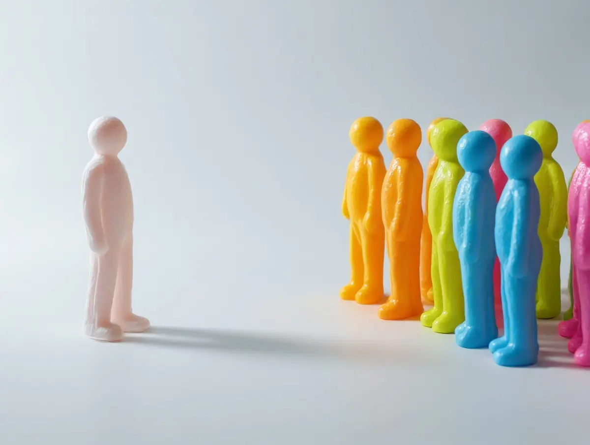Toy figures, the one to the left is a leader, the rest the team