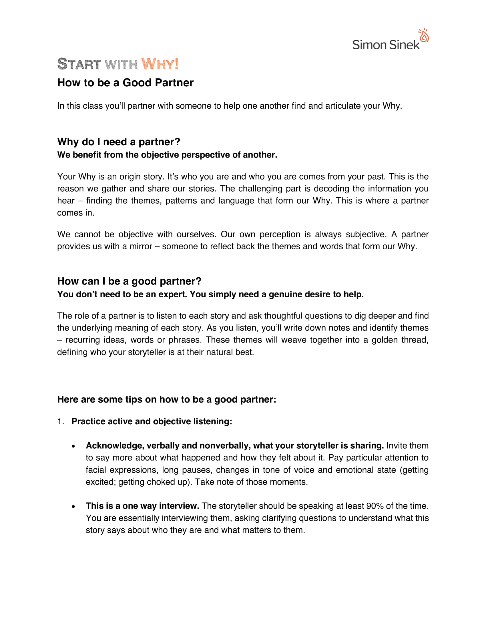 First page of How to be a Good Partner