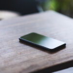 phone sitting on a table