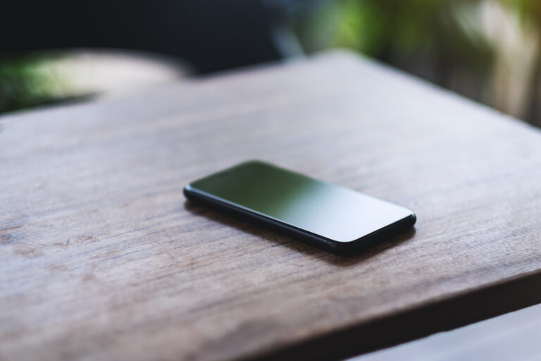 phone sitting on a table