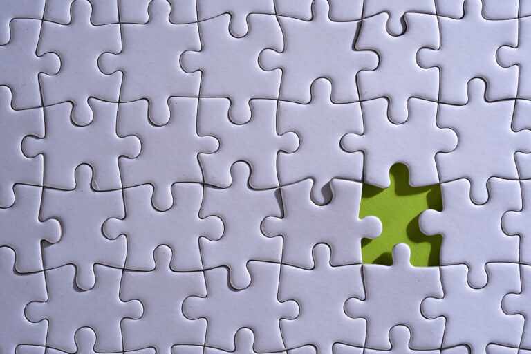 Jigsaw puzzle with a missing piece