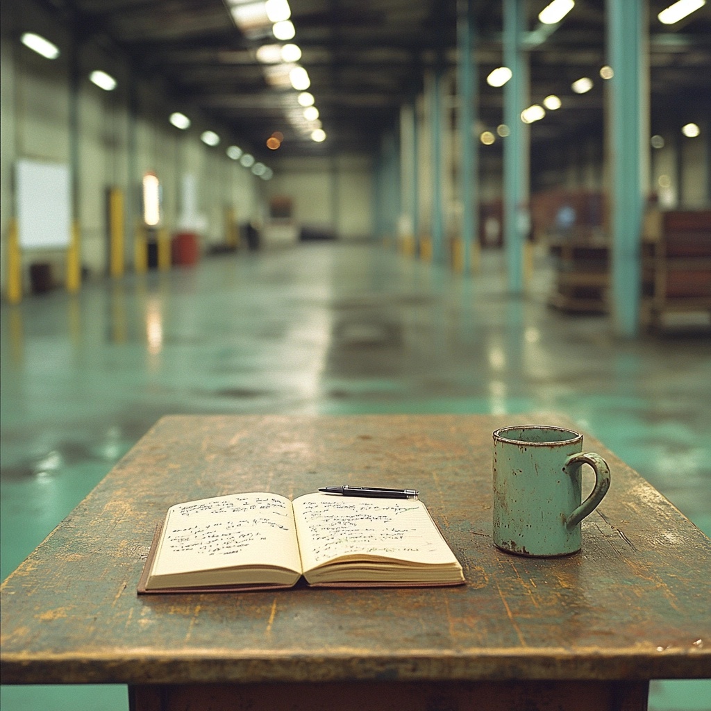 Image of a workbook on a stockroom floor