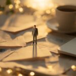 Business toy figurine surrounded by glowing lights